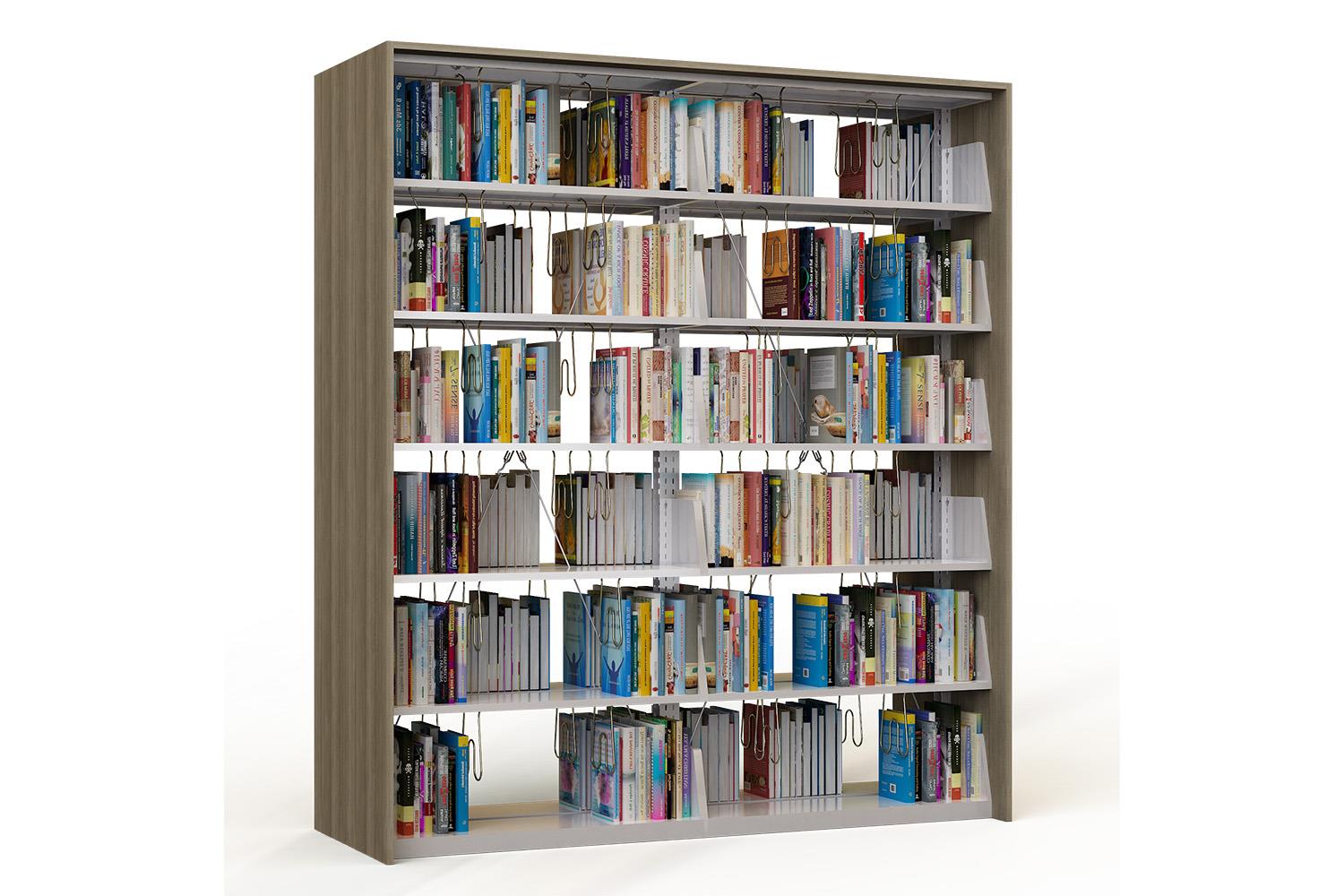 Metal double bookcase of double sided with 10 shelves