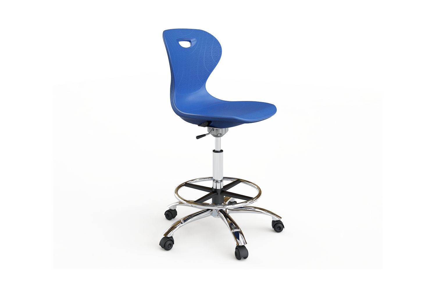 Silla alta con base estrella cromada y ruedas