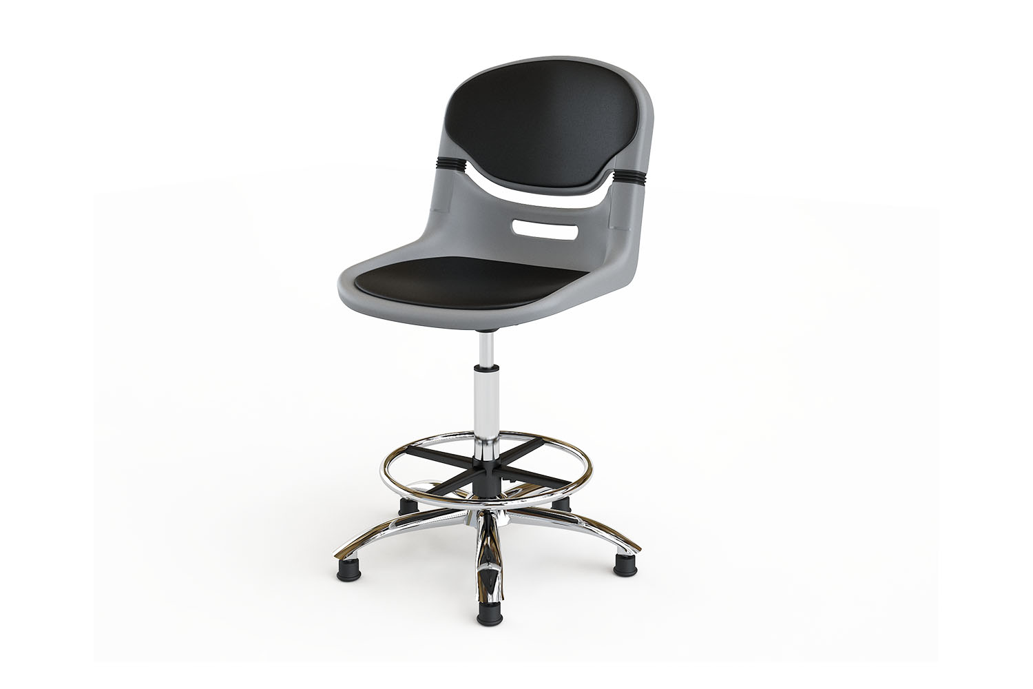 Silla alta cromada con reposapiés