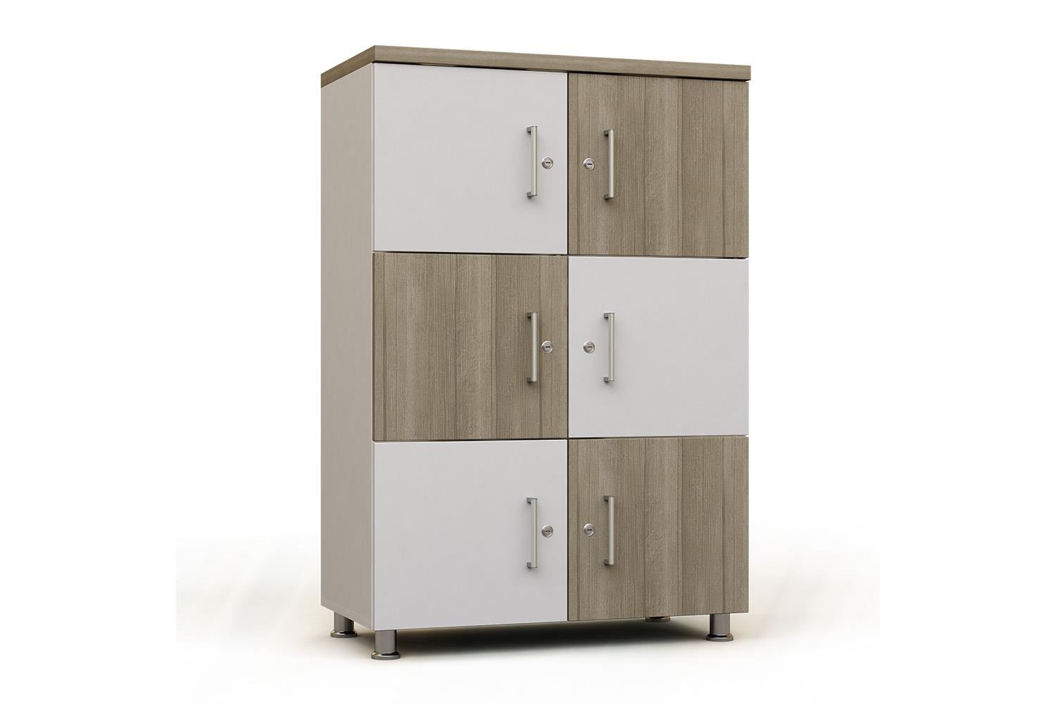 Taquilla modular 2x3 blanco y madera