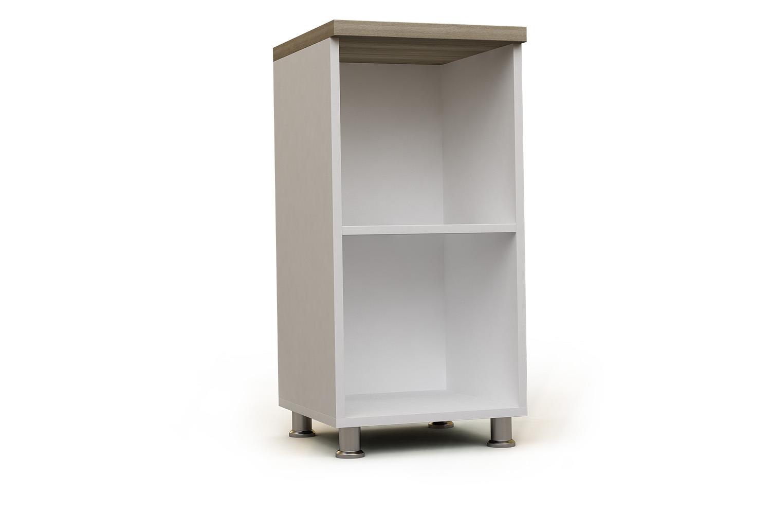 Modular low open cabinet with shelves