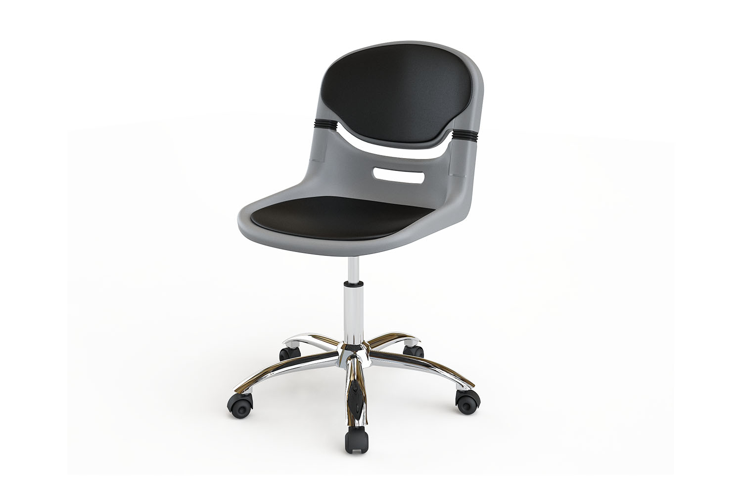 Silla giratoria cromada con ruedas