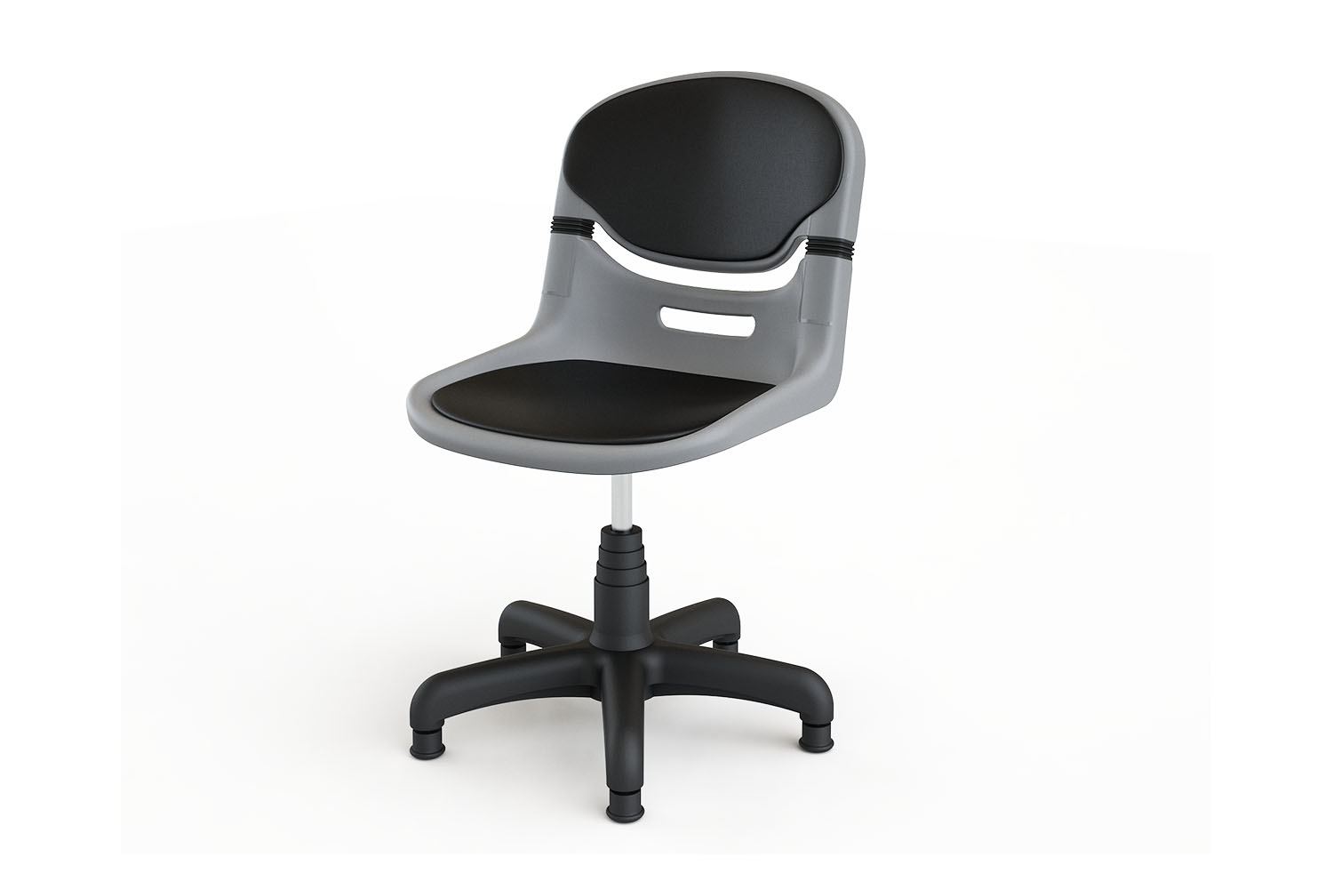 Silla giratoria con base negra y ruedas