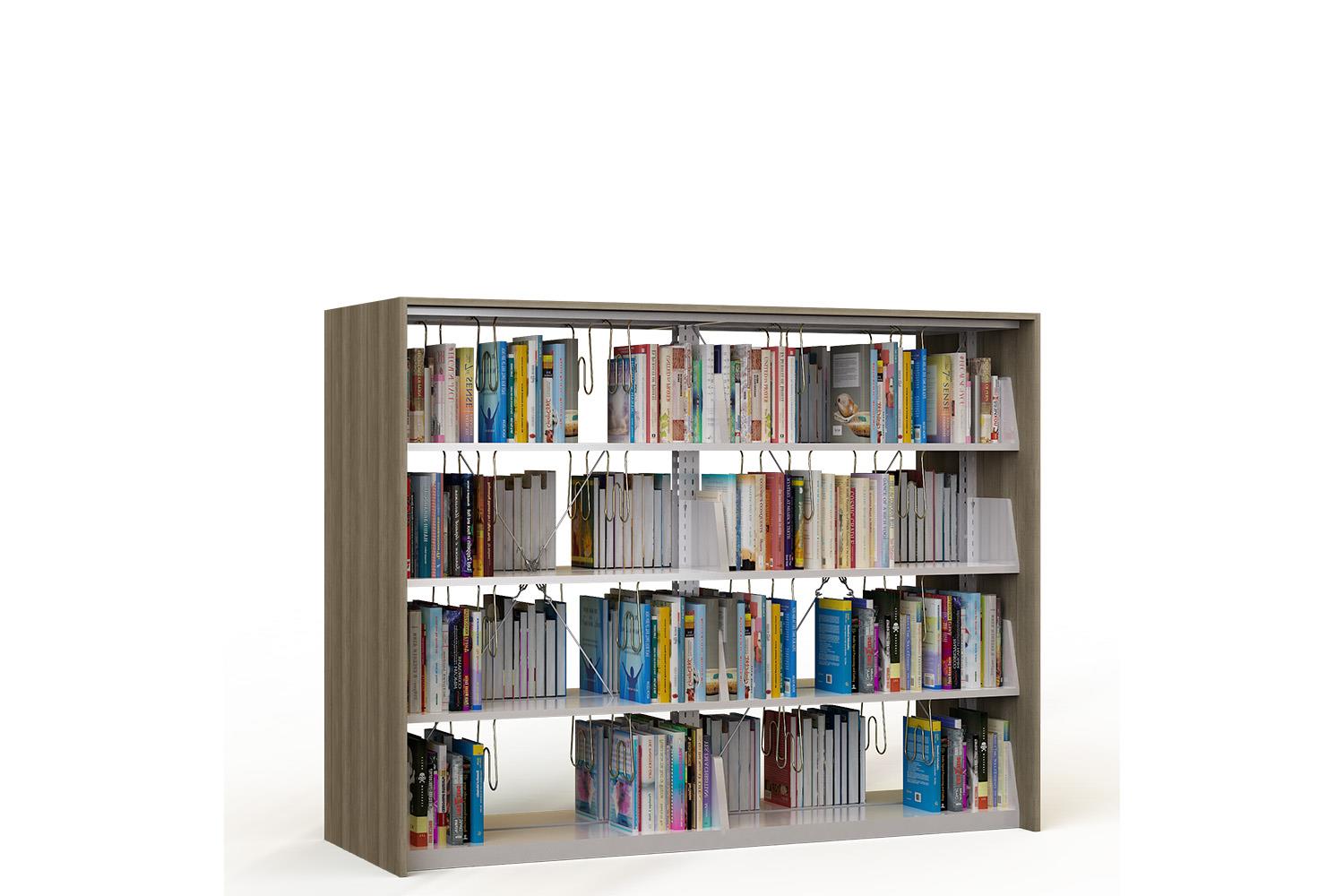 Metal double bookcase of double sided with 6 shelves