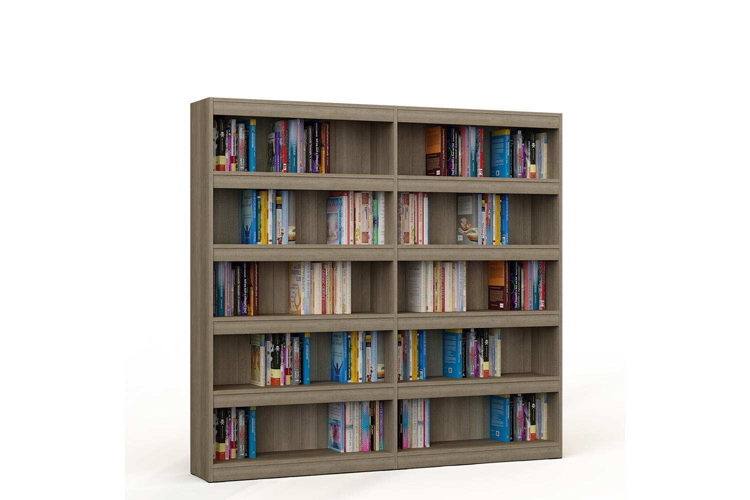Bookcase in wood double of single sided with 4 shelves