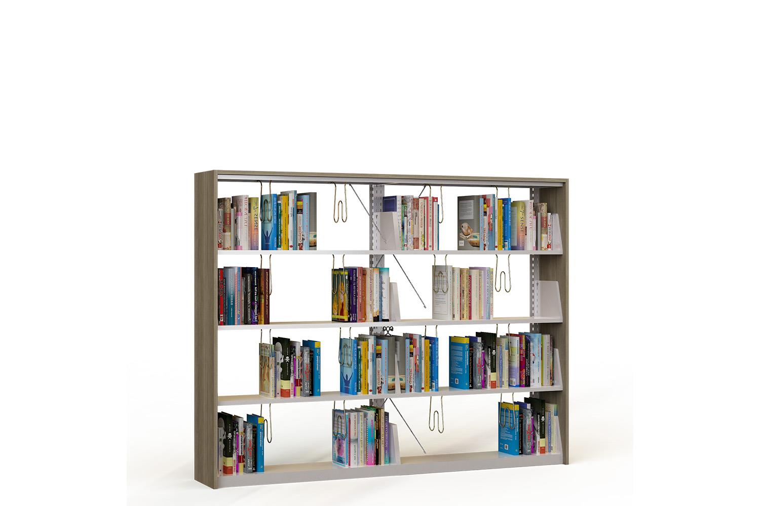 Metal double bookcase of single sided with 3 shelves