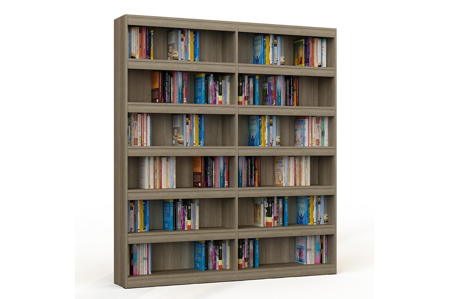 Bookcase in wood double of single sided with 5 shelves