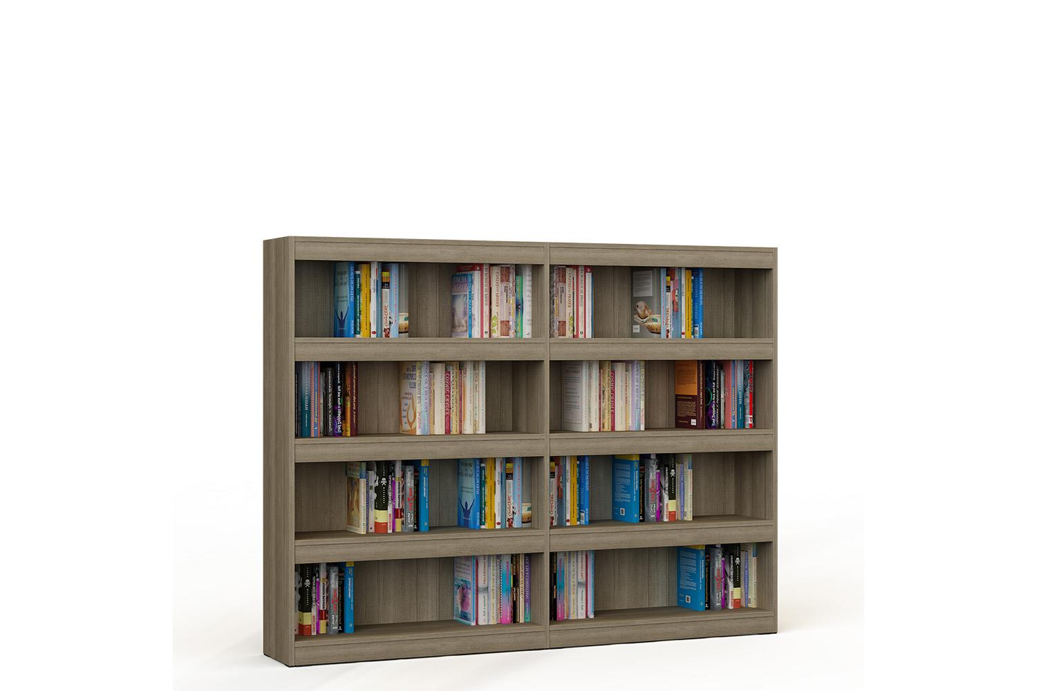 Bookcase in wood double of single sided with 3 shelves
