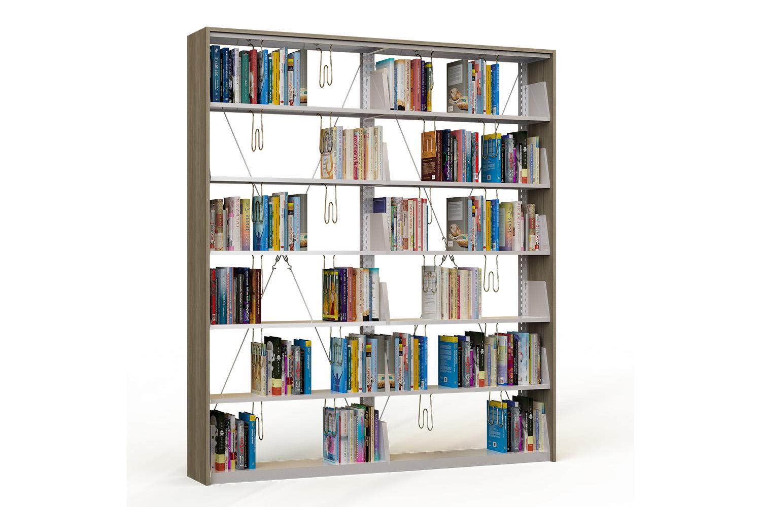 Metal double bookcase of single sided with 5 shelves